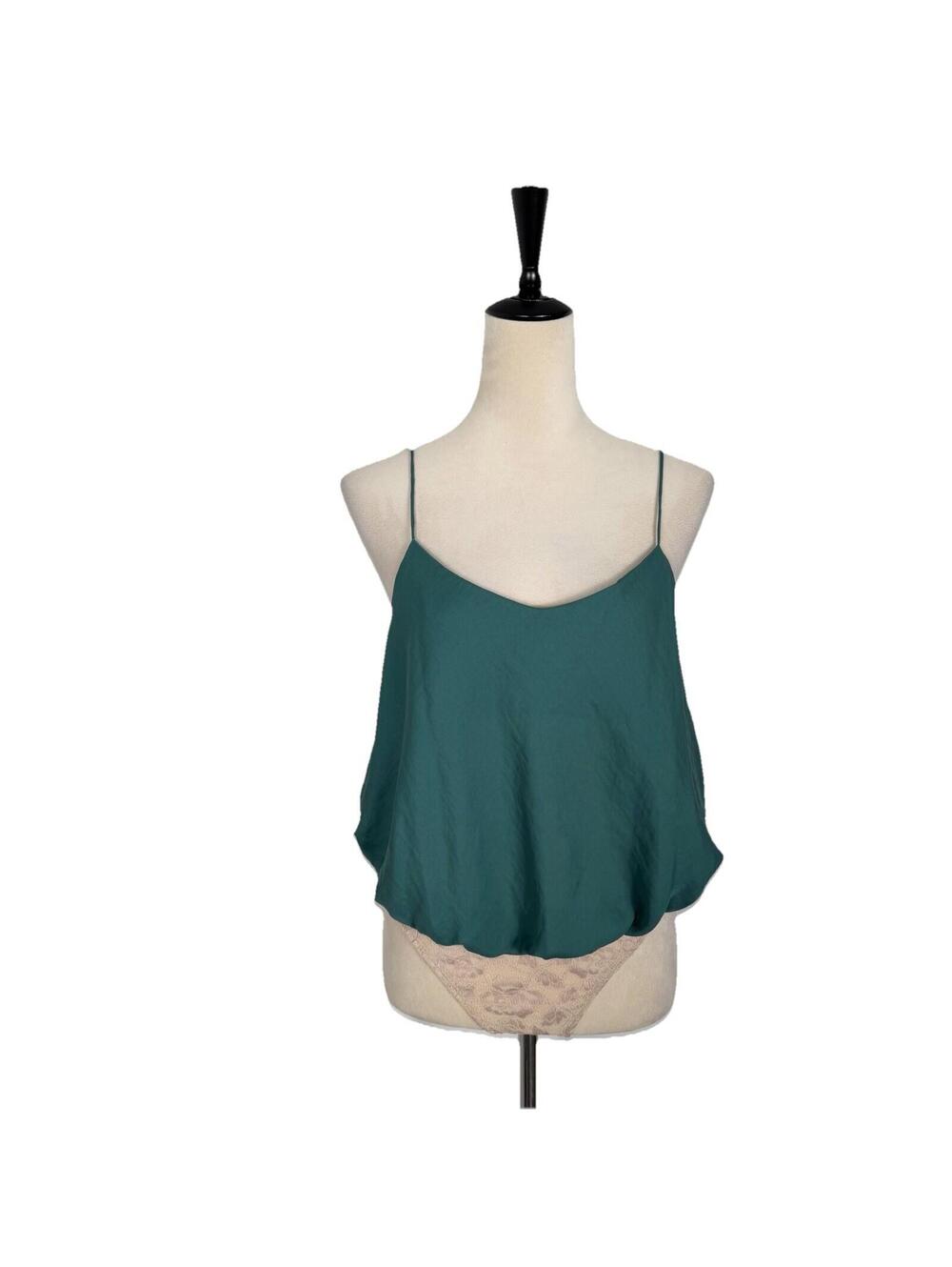 Intimately Free People Draped Bodysuit Green Sleeveless Lace Size Small